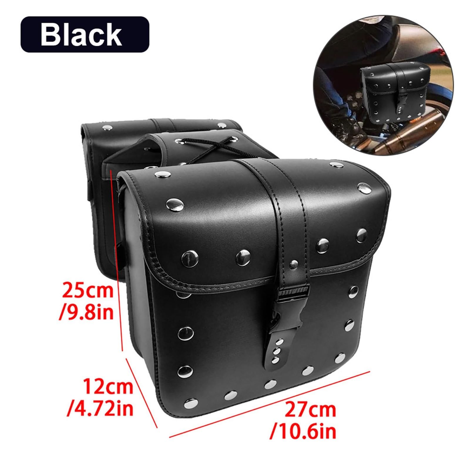 Lot De 2 Sacoches Latérales Universelles pour Moto, À Outils en Cuir PU pour Sportster XL883 XL1200