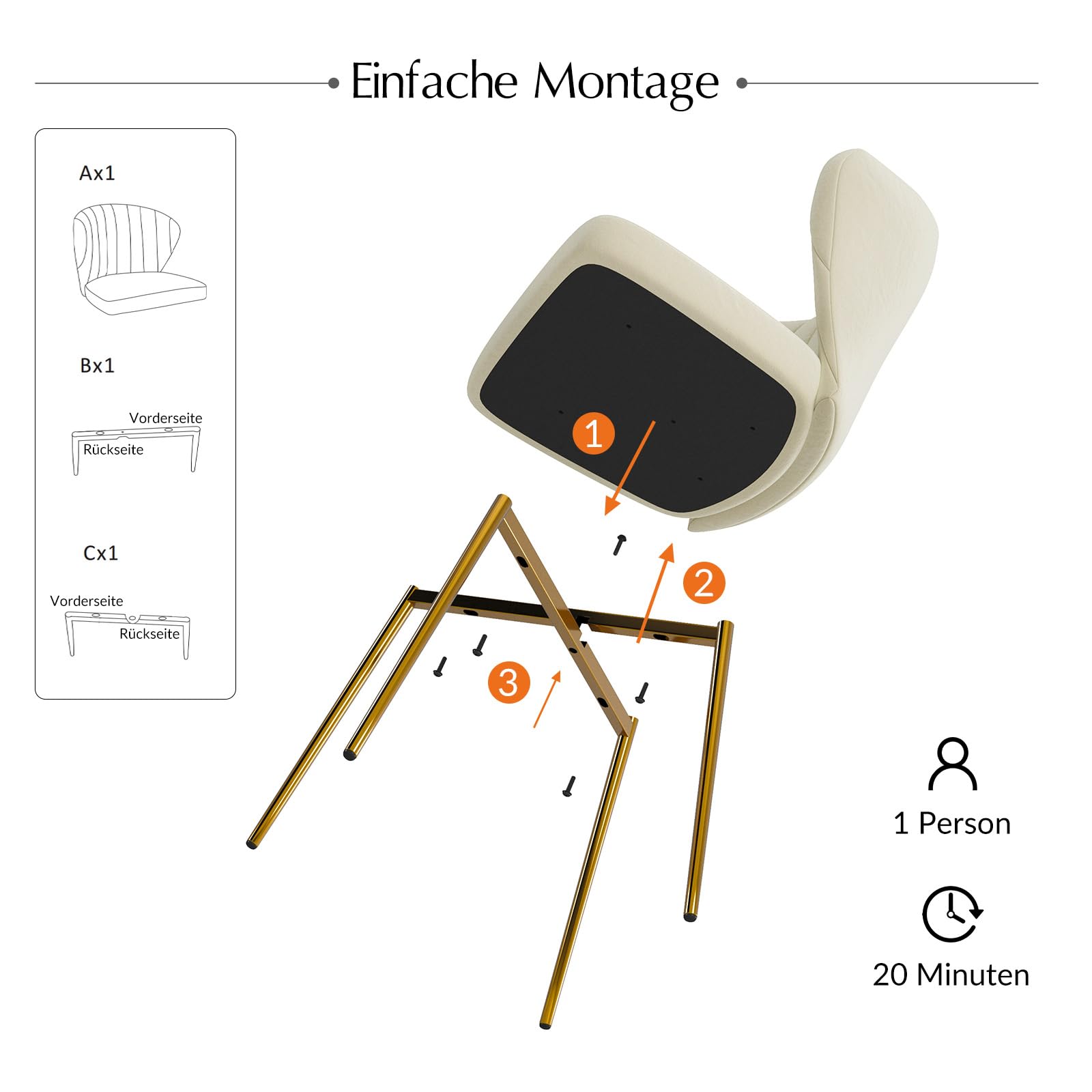 HULALA HOME Esszimmerstühle Modern Küchenstühle aus Samt Stühle Esszimmer mit Metallbeine Esstisch Stühle Schminktisch Stuhl für Wohnzimmer, Beige