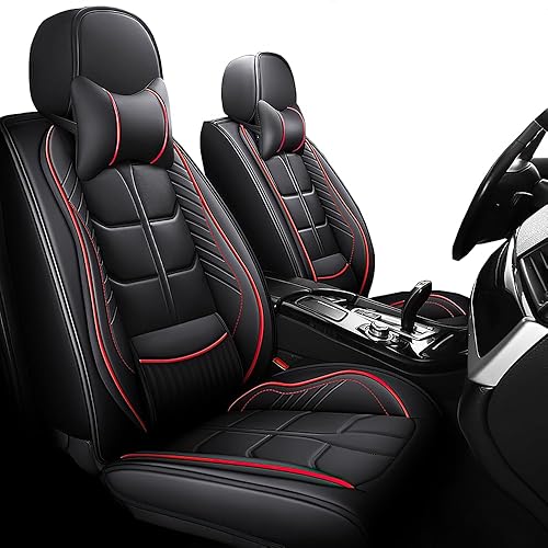 Funda de cuero para asiento de automóvil, fundas de asiento de lujo impermeables para KIA Forte Koup 2010-2016 (juego completo con almohada, negro y