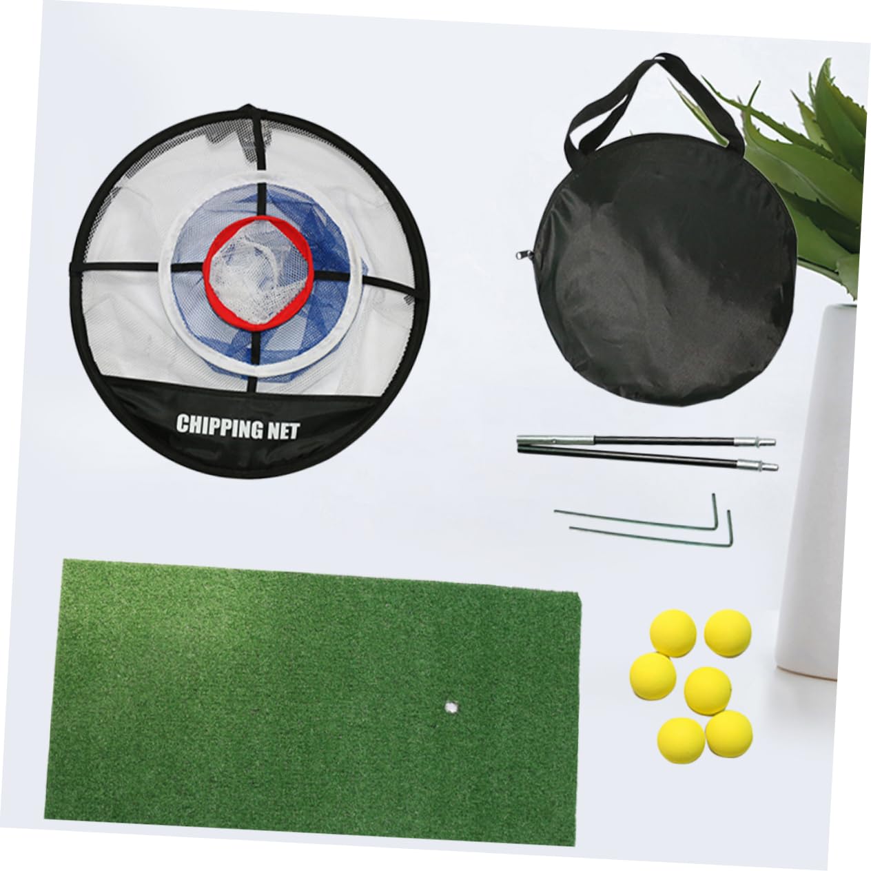 KICHOUSE 1 Set Portable Golf Chipping Practice Net Kit Lightweight Training Net for Use Distance Accuracy Durable Skill Levels