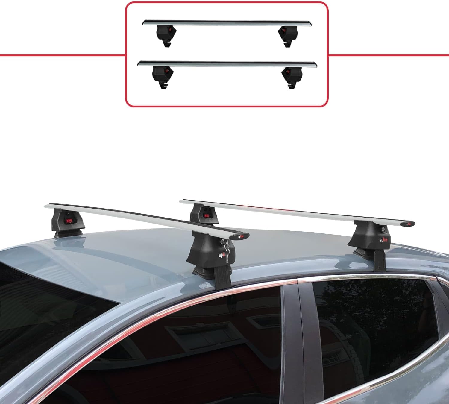 Compatible with Renault Clio 5 2019-2025 ACE-4 Car Roof Rack Cross Bar Grey Aluminium 2 Bars