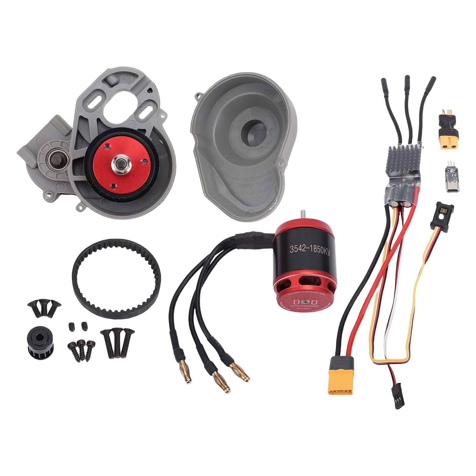 Dilwe Silnik RC 1850KV, Zestaw Kombinacji ESC Bezszczotkowych dla Osiowego Samochodu Crawler SCX10 RC, z Częściami Aktualizacji Skrzyni Biegów, Idealne do Akcesoriów Samochodowych RC