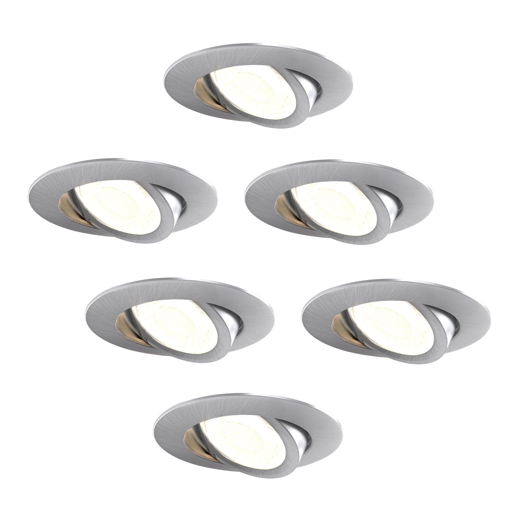 Ledvion - 6x LED Einbaustrahler, 230V, Edelstahl, dim to warm, IP65, wasserdicht, 5W/7W, COB, Downlight, Deckenstrahler, Bad, Küche, warmweiß, Tageslicht, Halogenersatz, Stimmungslicht, kompakt