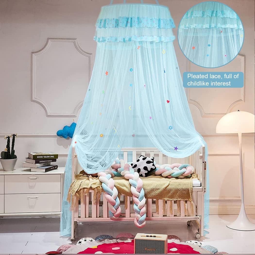 TMOHRA Bed Canopy, Princess Bed Curtain Net for Single to King Size,Bedroom Decoration of Round Lace Dome with Stainless Steel Hook,Quick Easy Installation (Green)