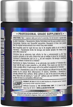 ALLMAX Essentials YOHIMBINE + RAUWOLSCINE - 60 Capsules - Supports Fat Burning & Suppresses Appetite - 60 Servings