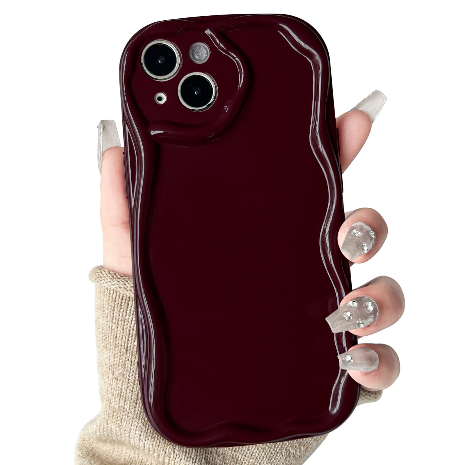 Lovmooful Compatible for iPhone 14 Case Cute Simple Wave Frame Design for Girls Women Soft TPU More Shockproof Protective Girly for iPhone 14