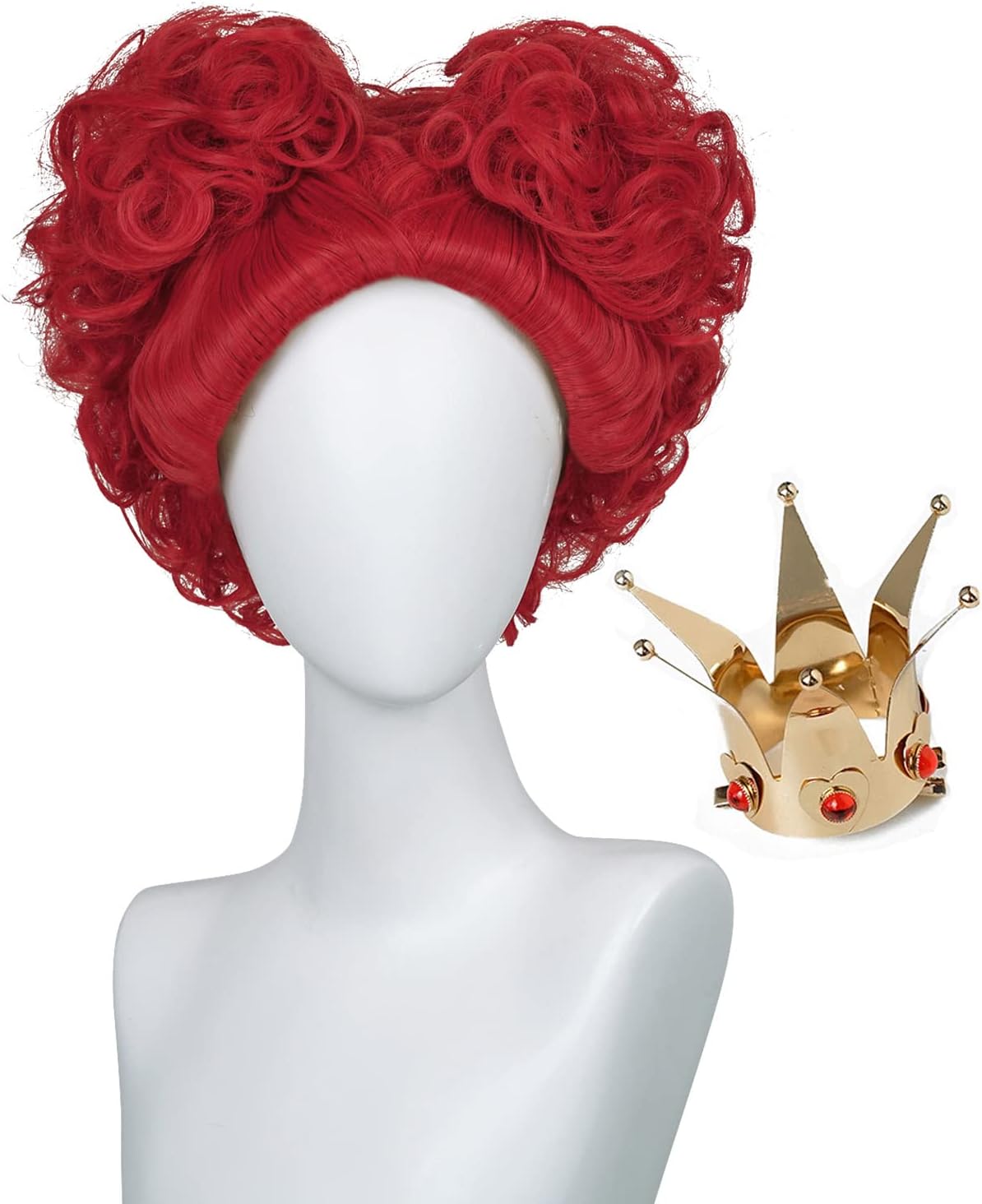 SL Red Heart Cosplay Wig for Women Girls Short Curly Halloween Anime Cosplay ...