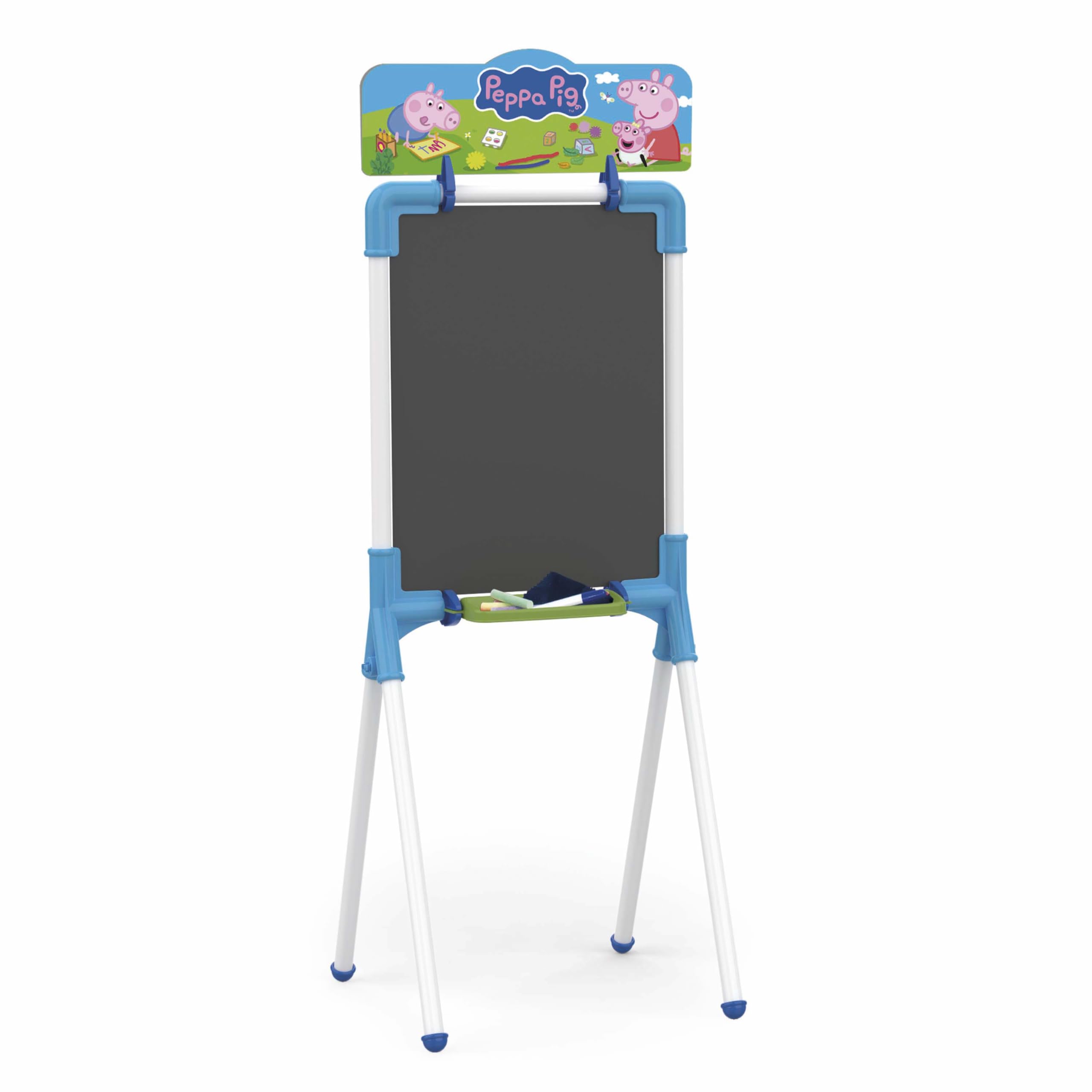 Chicos – Chevalet Enfant Peppa Pig 2 en 1 | Tableau Double Face Ardoise Craie et Feutre Effaçable | Pieds Métal | 10 Craies + Marqueur + Chiffon | Dès 3 Ans (53035)