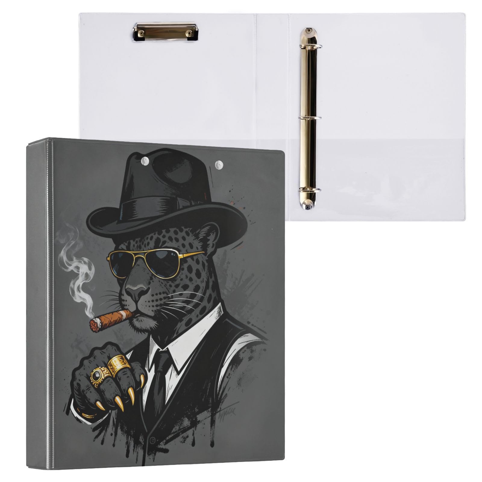 Raccoglitore scolastico Boss Leopard nero da 1 e 1/2 pollici