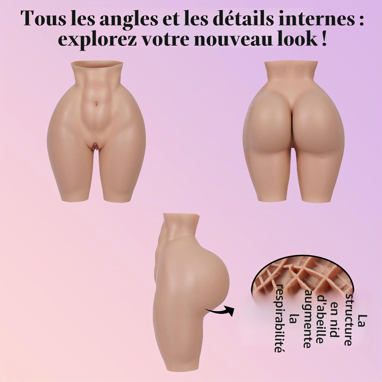 ROANYER Silicone Agrandissement des Hanches Faux vagin réaliste Pantalon Chatte avec cathéter sous-vêtements Crossdresser transgenre travesti shemale