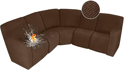 Miniatura 51 de ALIECOM Fundas 100% impermeables para sofá seccional reclinable en forma de L, funda elástica para sofá seccional reclinable de esquina, protector