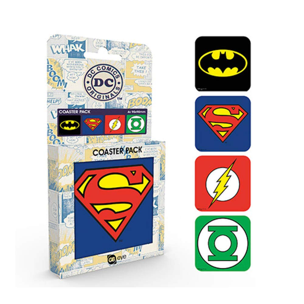 Gb Eye Various Dc Comics Logos Coaster Pack, Wood,