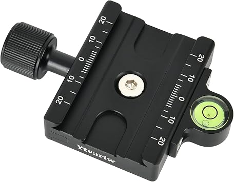 60mm Quick Release Plate QR Clamp 3/8" with 1/4" Adapter &Bubble Level Ytvariw,Adjustable Lever Knob, Compatible for Tripod Ball Head60MM