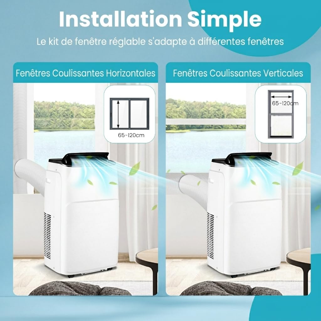 GOPLUS Climatiseur Mobile 12000BTU 3,5kW 5 en 1 Fonction de Refroidissement, Chauffage, Déshumidification, Ventilation, Mode Nuit, Minuterie 24H, Contrôle Wifi/Télécommande/Écran, 30m², R290