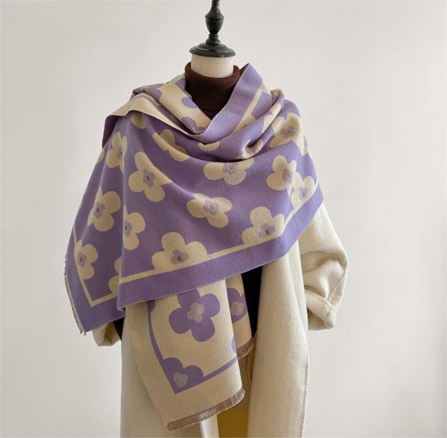 Bufanda Chal Fular Pañuelo Bufandas Bufanda Cálida De Doble Cara Con Estampado Floral, Chal Grueso Suave Para Mujeres De Otoño E Invierno Manta fulares estolas
