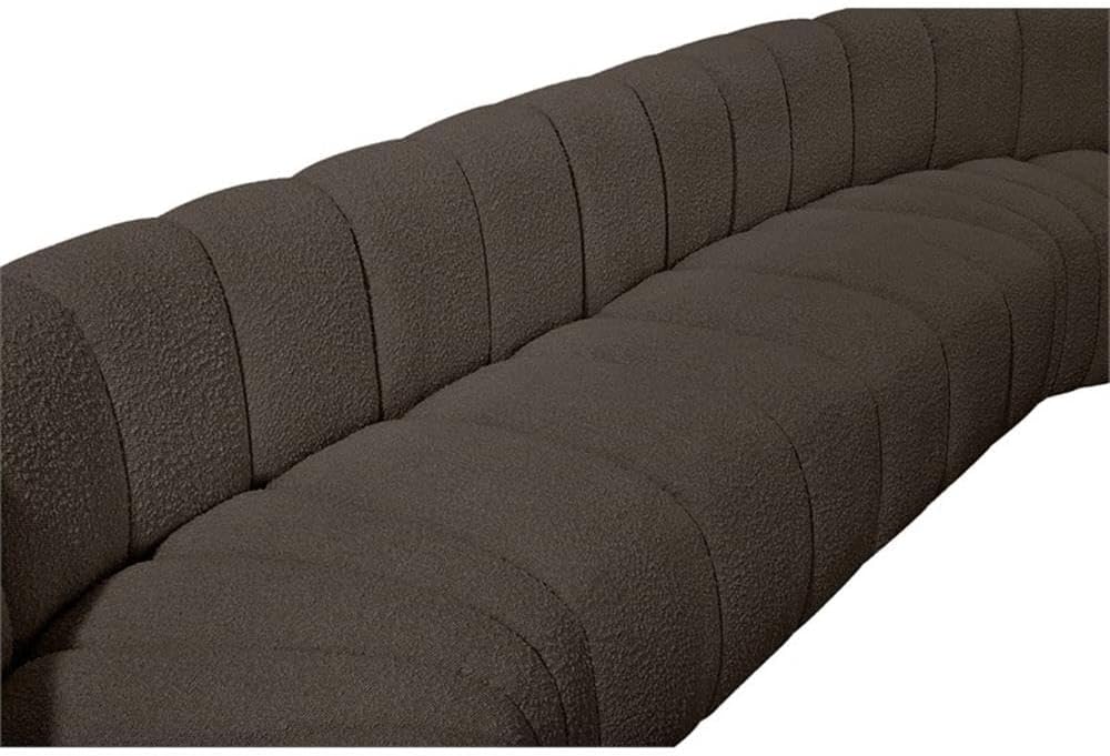 BOWERY HILL Contemporary Modular Sectional Sofa, 161" W x 103" D x 30" H, Brown Boucle Fabric Upholstery, Deep Channel Tufting, Versatile Living Room Seating, Modern Design for Custom Configurations