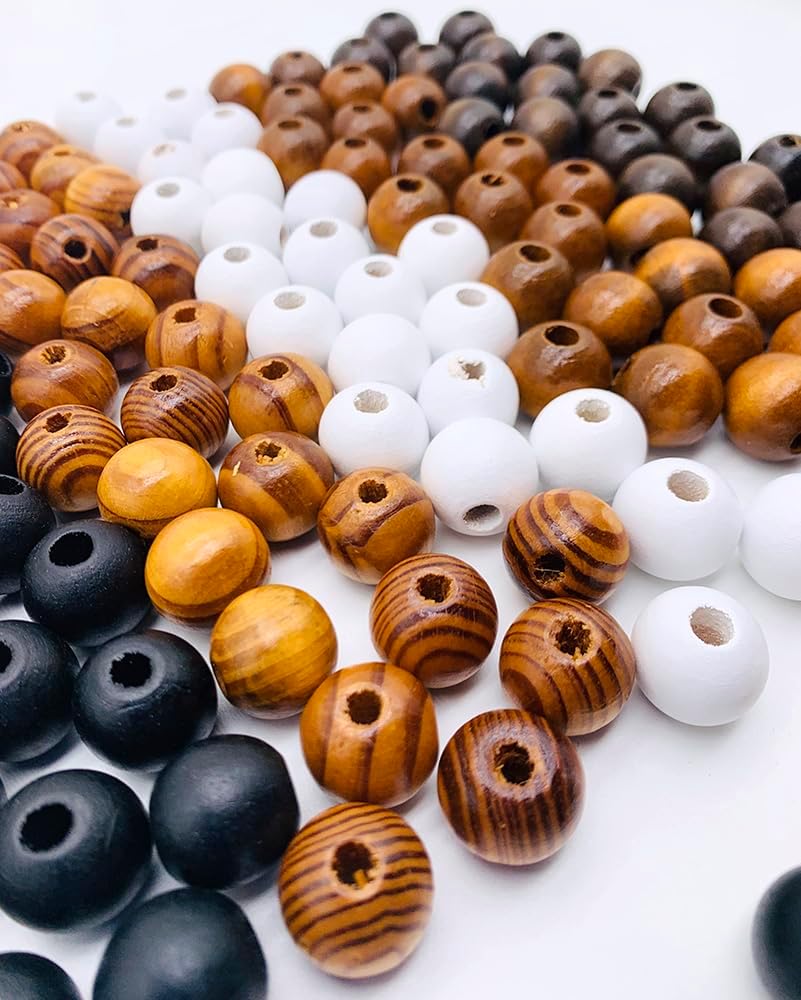 300Pcs 16mm Natural Round Wooden Spacer Beads Colorful Wood Beads Handmade Polished Bead for Home Decor DIY Crafts Bracelet Necklace Ornament Supplies - Image 2
