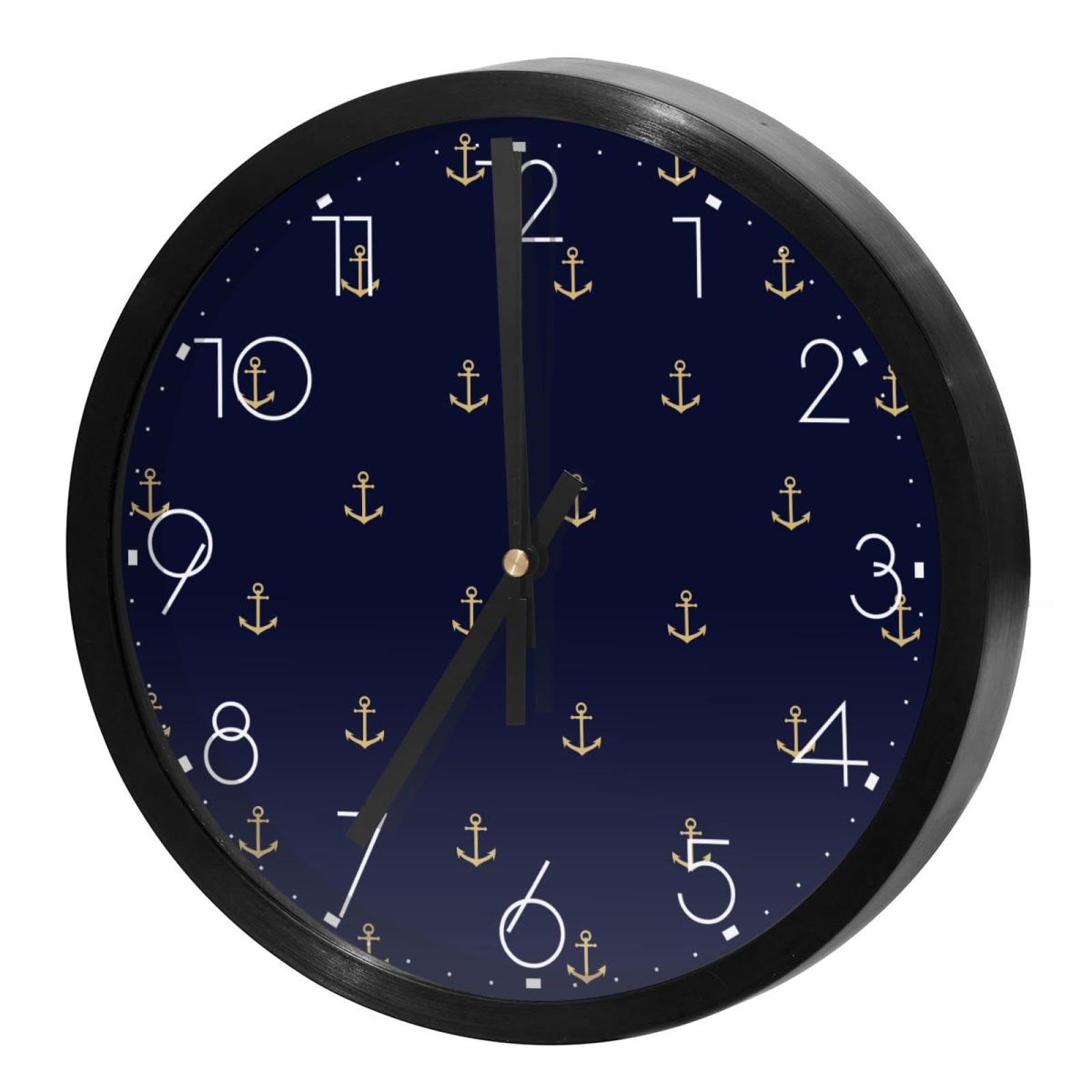 Horloge murale ronde ancre océanique pour bureau calme et salle d'étude