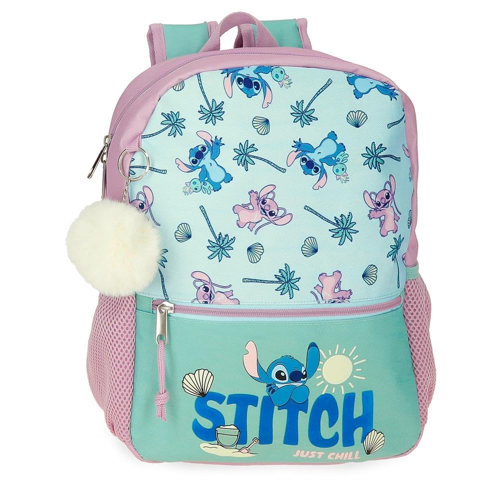 Disney Stitch Just Chill School Backpack Green 27x33x11cm Polyester by Joumma Bags, Green, One Size, School Backpack