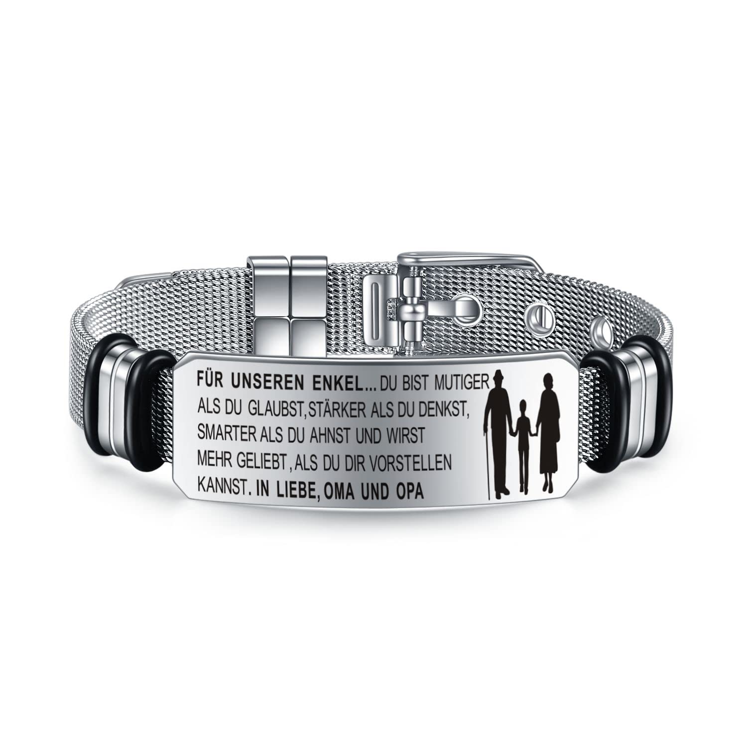 YOTHIWAD Inspirierende Armbänder für Meine Enkelin/Enkel Personalisierte Armband mit Gravur An Meine Enkelin/Enkel Armbänder Verstellbar Armband Schnalle Mesh Geschenk für Enkelin/Enkel von Opa Oma