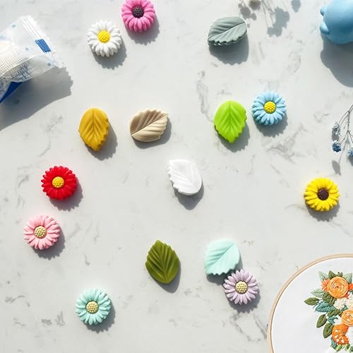 Miniatura 7 de ZZXLLRO 16 tapones de aguja de tejer, lindos protectores de punto de aguja de punto de aguja de margarita para principiantes, tejer ganchillo a