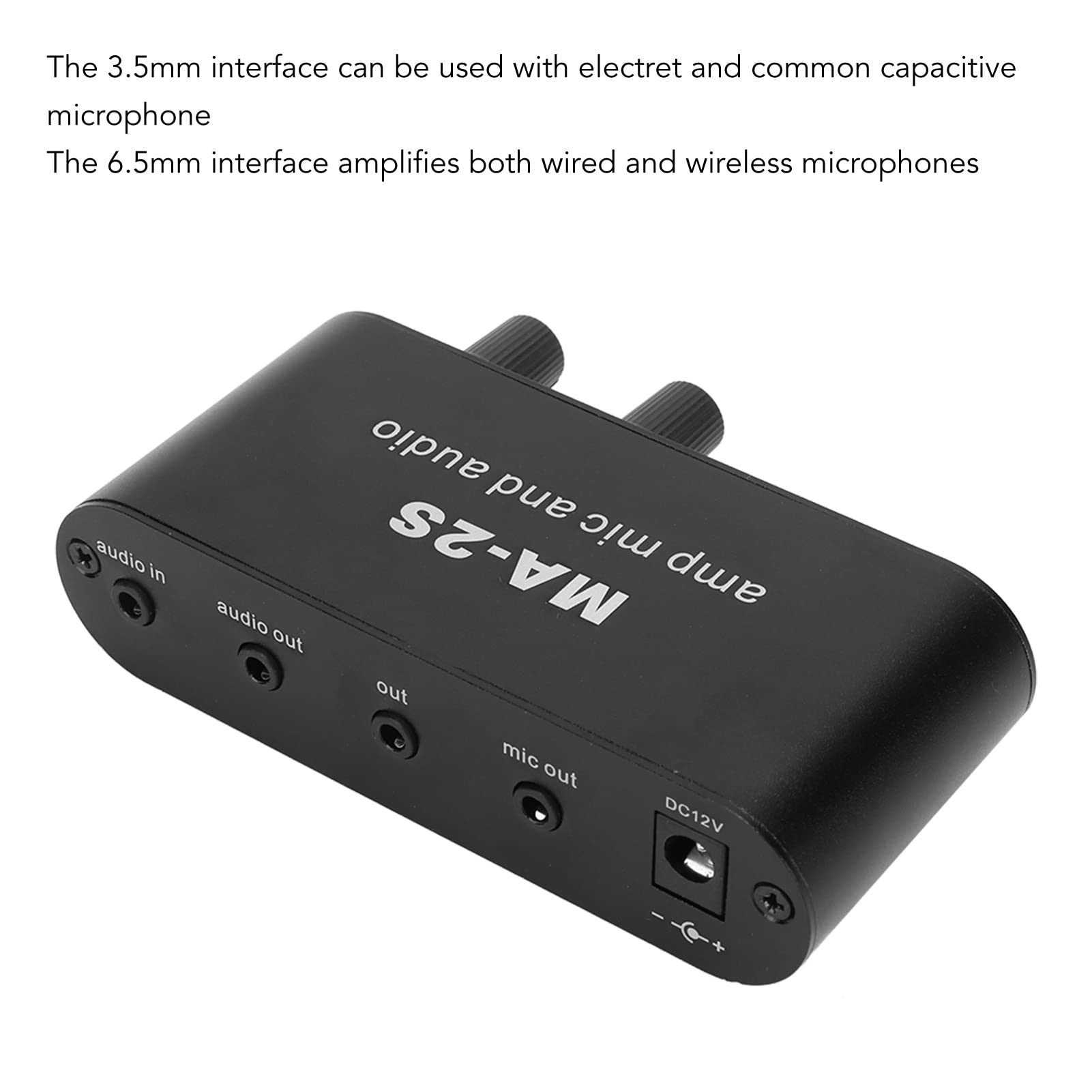 Petit Préamplificateur Audio Stéréo 3 Ports de Sortie Amplificateur de Casque ABS en Aluminium pour Haut-parleur Microphone Dynamique 6,5 Mm Interface à Condensateur 3,5 Mm