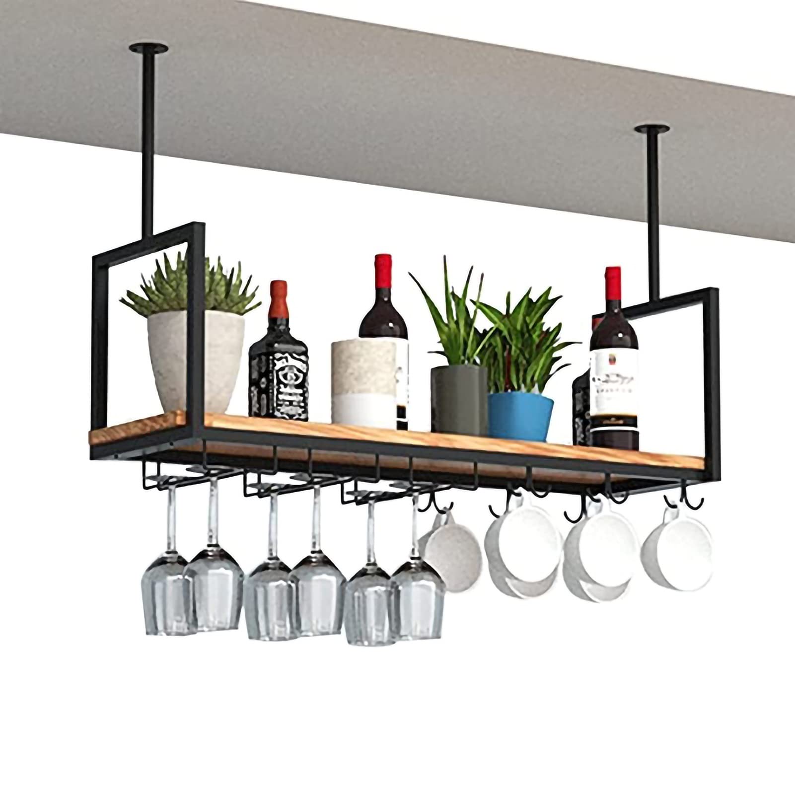 Porte-bouteilles de plafond en métal noir DASHADAO, rangement suspendu haut de gamme
