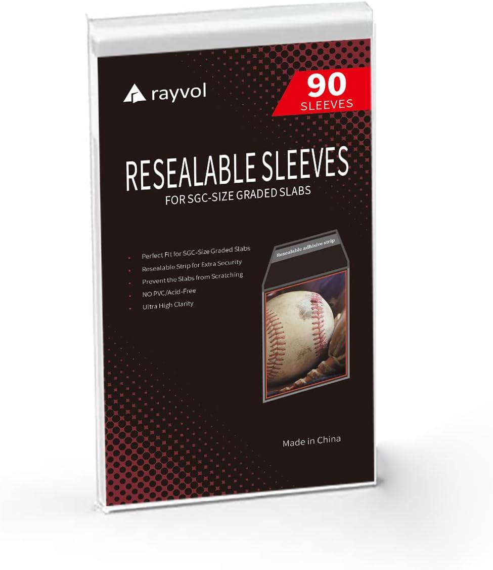 Resealable Graded Card Sleeves for SGC-Sized Slabs, Exact Fit Sleeves for SGC-Sized Graded Slabs and Similar (90pcs)