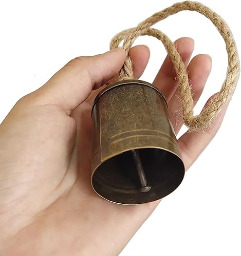 Miniatura 6 de Walbest Campanas de Navidad, 4 campanas de vaca decorativas de inspiración tibetana de metal, campanas colgantes de Navidad de metal, decoración