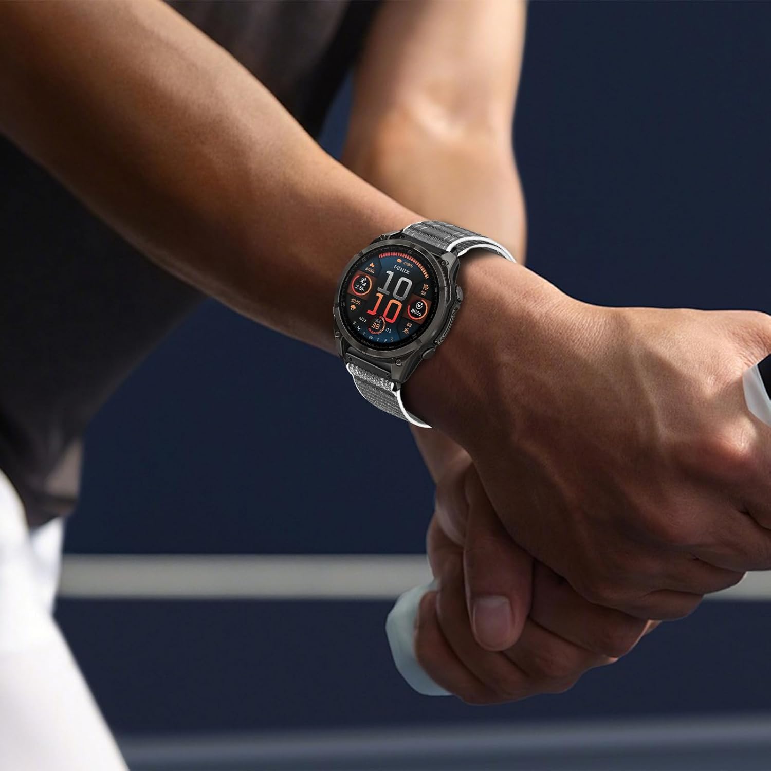 Nylon Watch Band for Garmin Fenix 8 Fenix E 47mm/Fenix 7/7 Pro/6/6 Pro/5/5 Plus, Forerunner 965/945/Approach S70/S62/S60/Epix 2 Pro 47mm, Wristband Replacement Strap for Garmin QuickFit 22 mm, Gray - Image 7