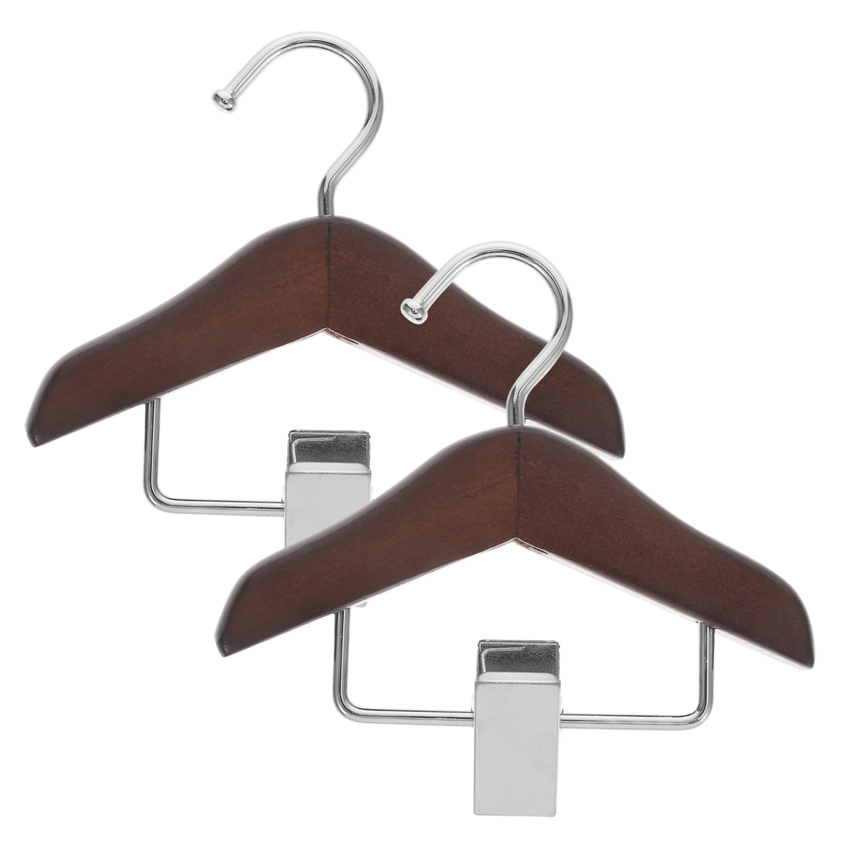 Veemoon 2pcs Doll Hanger: Miniature Wood Closet Hanger with Anti Slip Clip Doll Coat Dress Organizer Outfit Baby Clothing Display Stand for Pet Shop Nursery