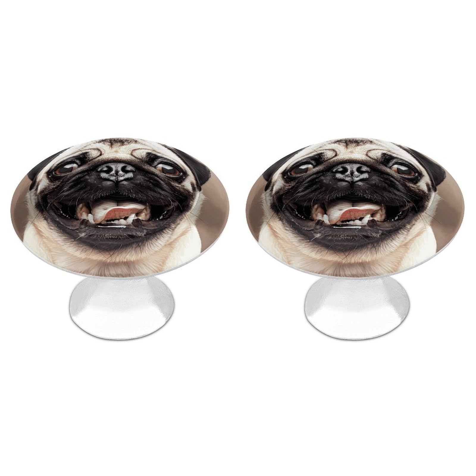 Fekiloot Style Funny Happy Pug Dog Cabinet Knobs Round Dresser Drawer Pulls Stainless Steel Drawer Kitchen Knobs Modern Cabinet Hardware Drawers Knob Bathroom Closet Cabinets Handles