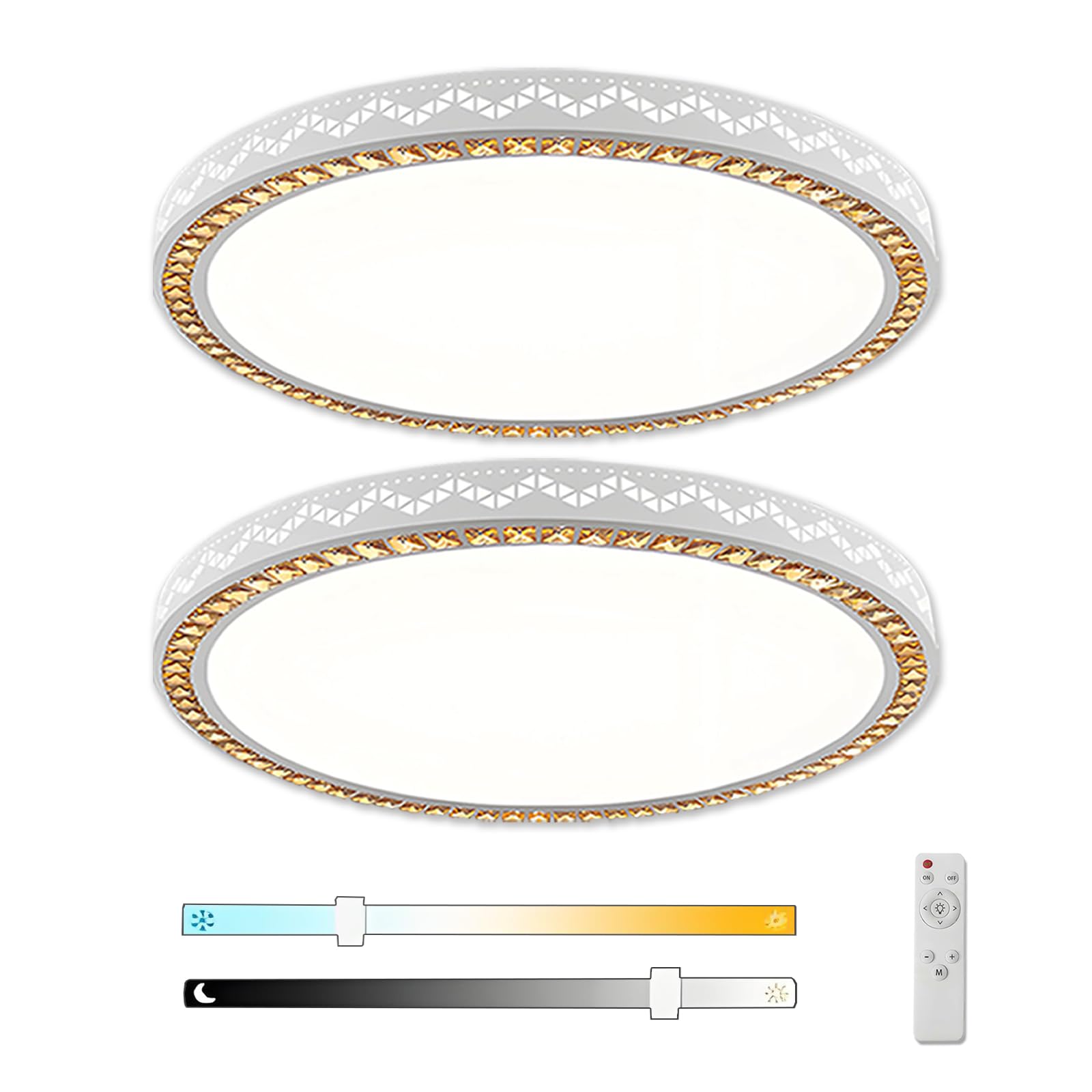 Lámparas de control remoto LED plafón de techo metálico 40cm para casa pack de 2