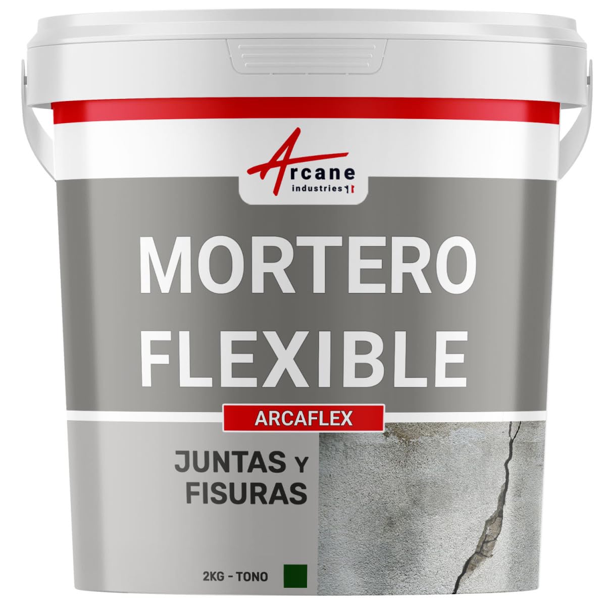 Mortero para Junta Flexible, Reparación de Fisuras en Hormigón 2 kg | Impermeabiliza Fachadas, Terrazas, Balcones, Azulejos y Hormigón, Rellena Fisuras, Int/Ext - Arcane Industries
