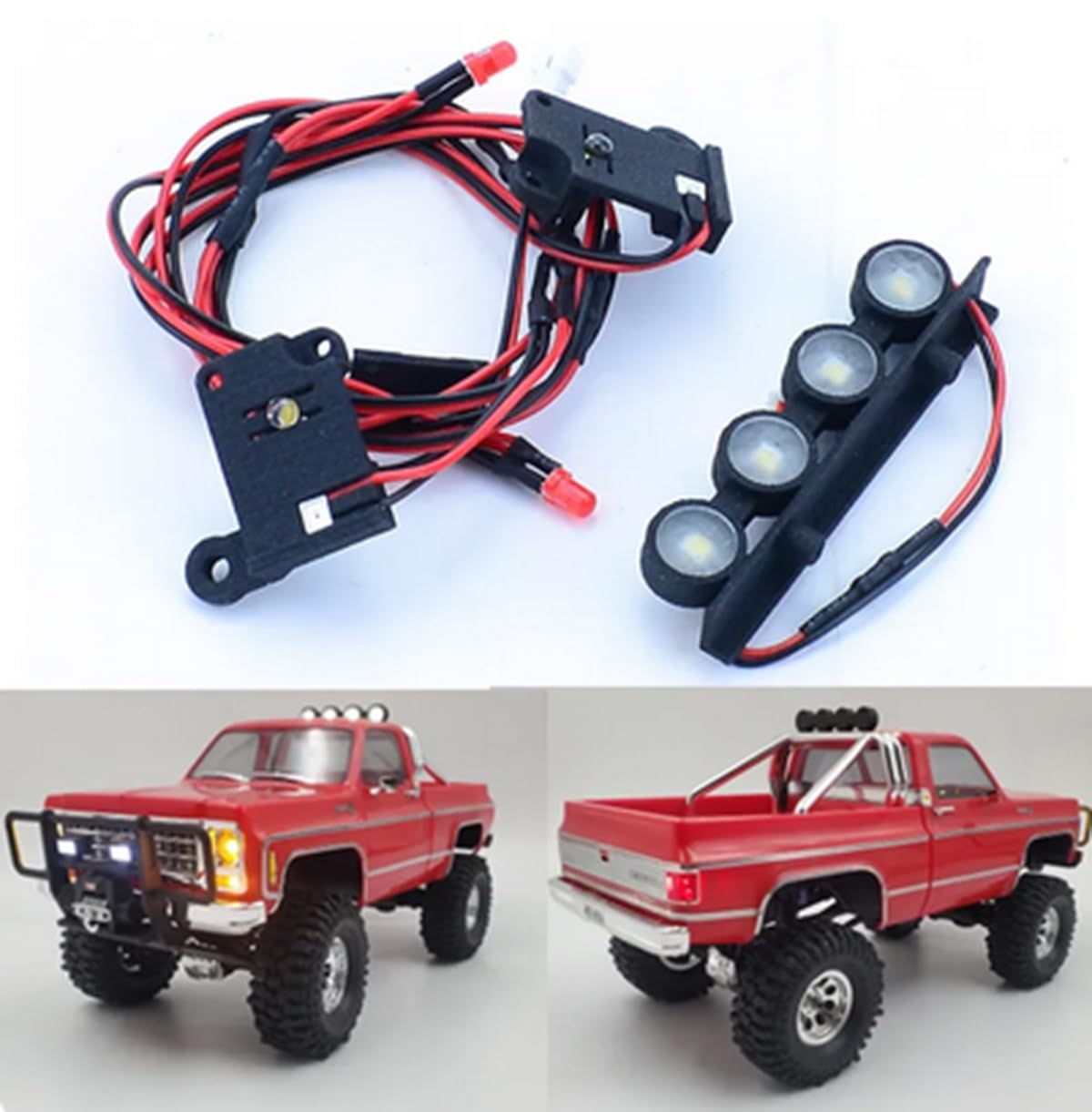 RCLIONS LED-Scheinwerfer & Rücklichter Für TRX4-M RC Crawler – Weiß/Rot, Upgrade-Set