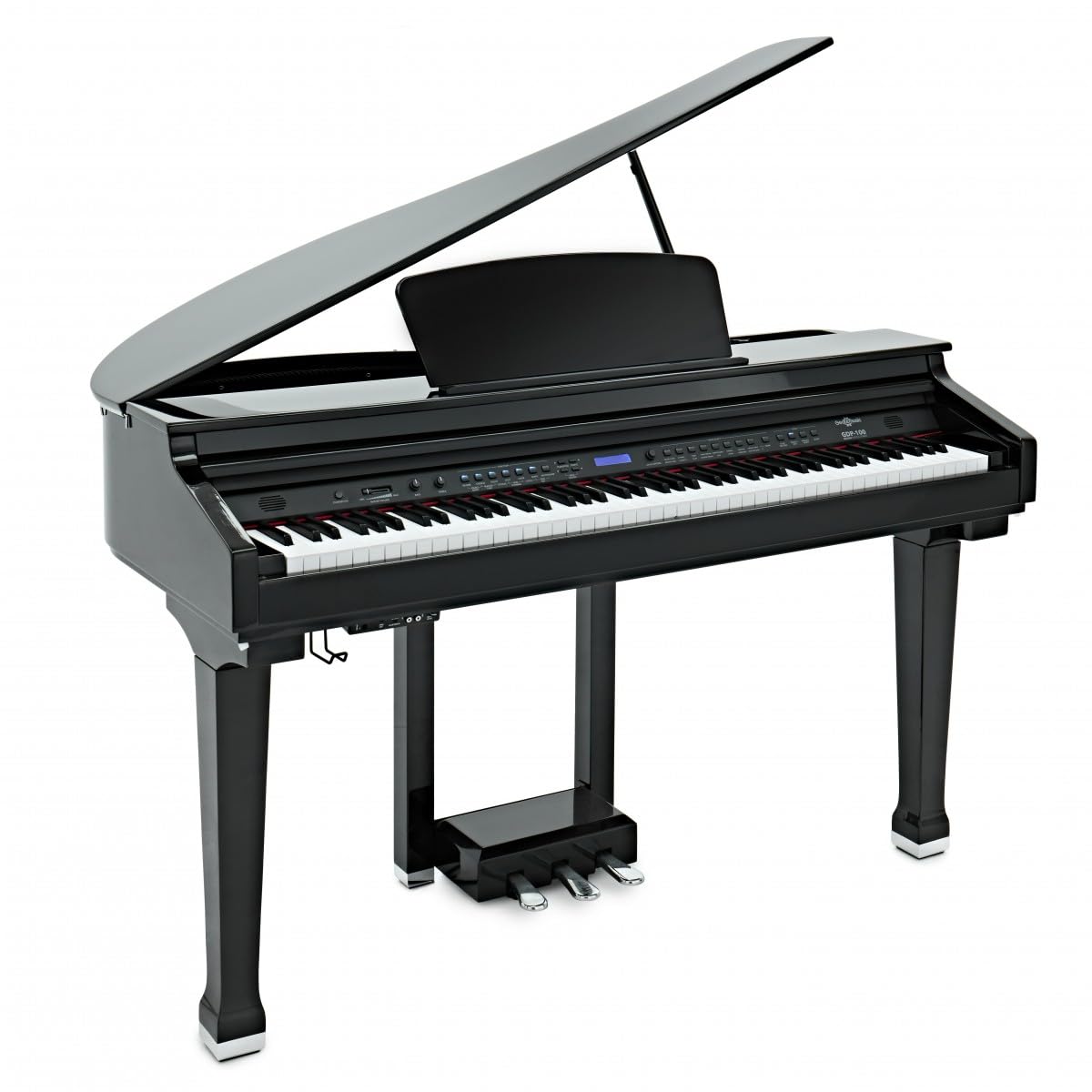 Pianoforte a Coda Digitale GDP-100 di Gear4music | Sensazione Realistica dei 88 Tasti Pesati Sensibili al Tocco, Modalità Split e Layer, 55 Brani di Accompagnamento