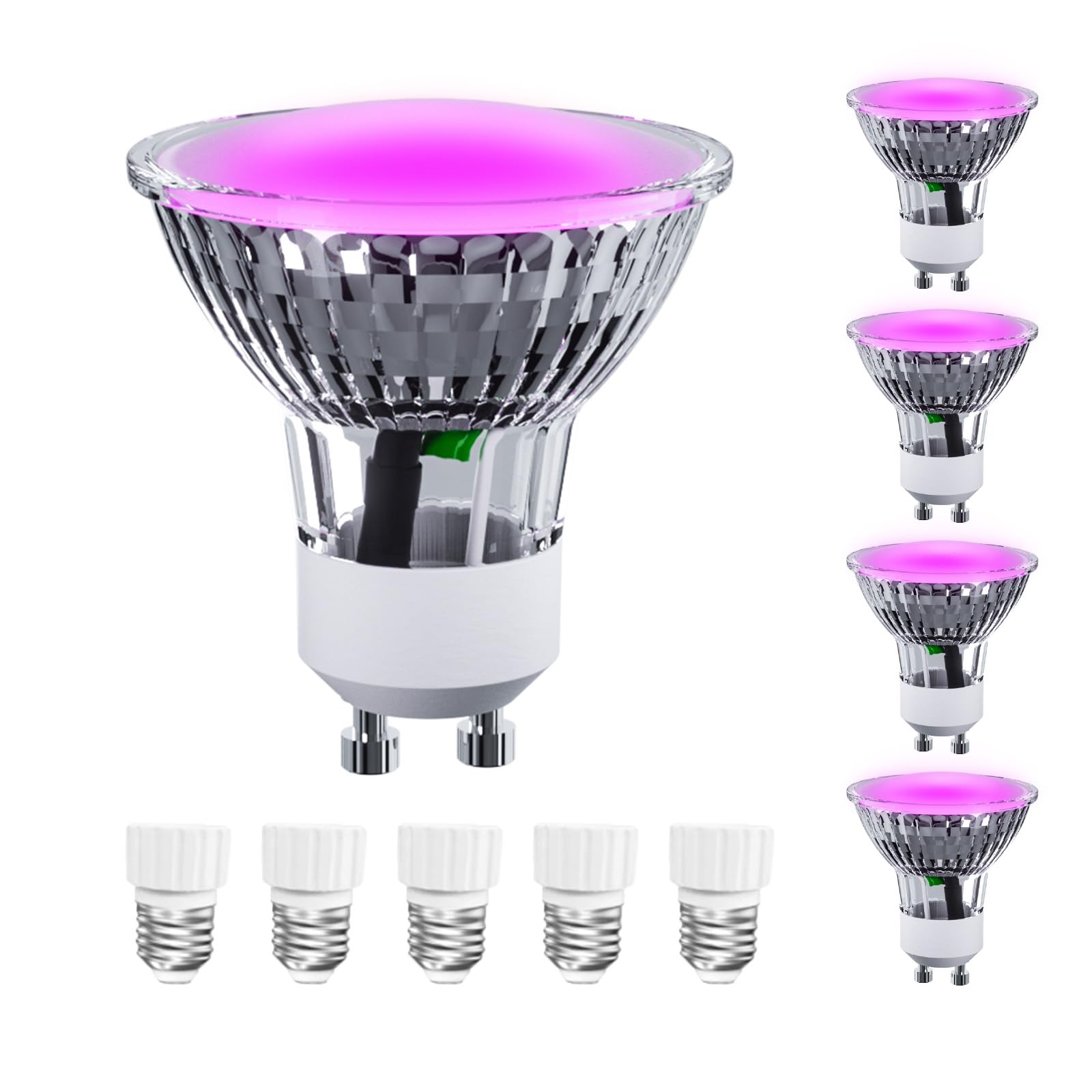 ANTELA Lámpara de Planta Interior LED Luz Morada,GU10 E27 Lampara Cultivo Espectro Completo Apto 3.5W para Todo Tipo de Plantas Pequeñas, Verduras y Frutas,5PCs