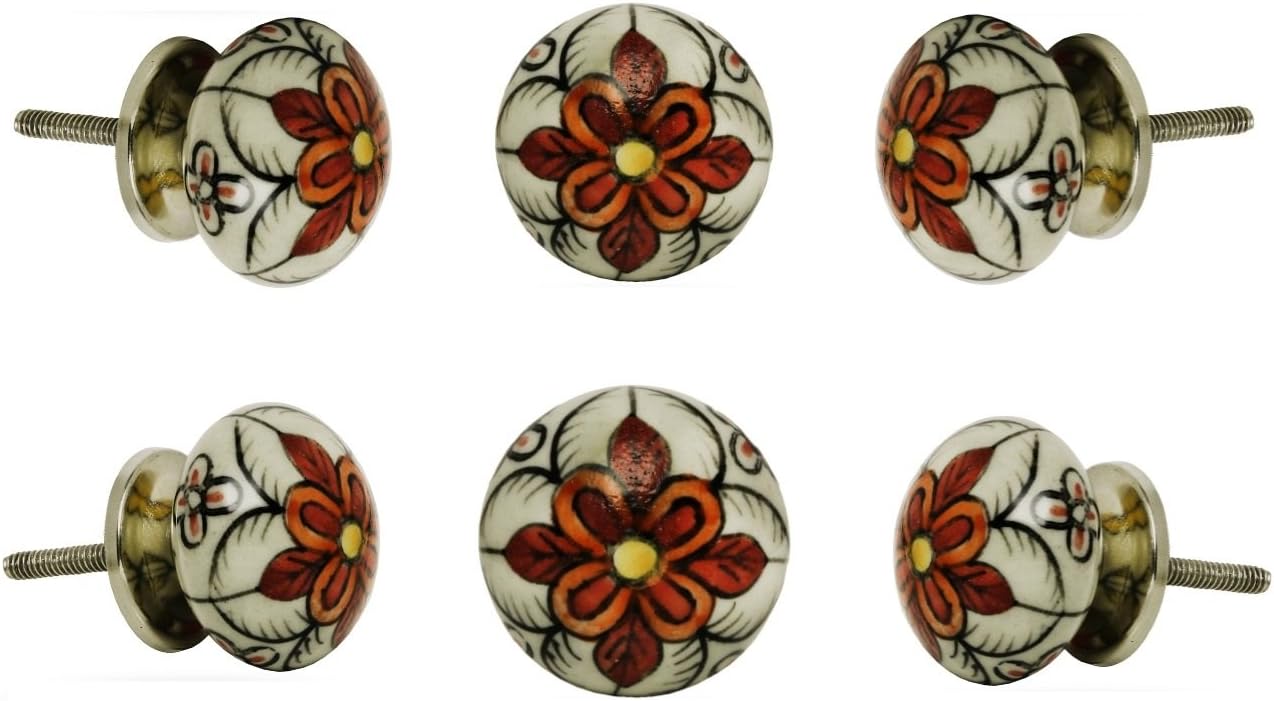 TRINCA-FERRO Set of 12 Ceramic Gypsy Flower Knobs Kitchen Cabinet Cupboard Door Dresser Wardrobe and Drawer Pull for Bathroom | Bedroom | Office | Kitchen