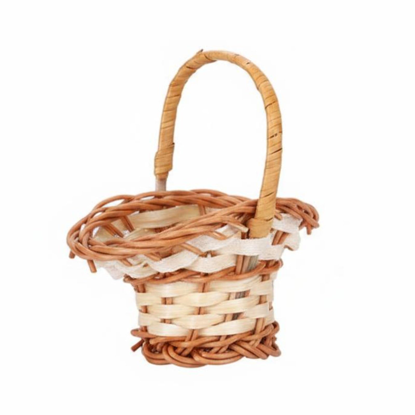 Mini Bolso Tejido Canasta para Casa de Muñecas Cesta Miniatura con Asa Apariencia de Mimbre Sensación Artesanal Material PP y Bambú Adecuado para