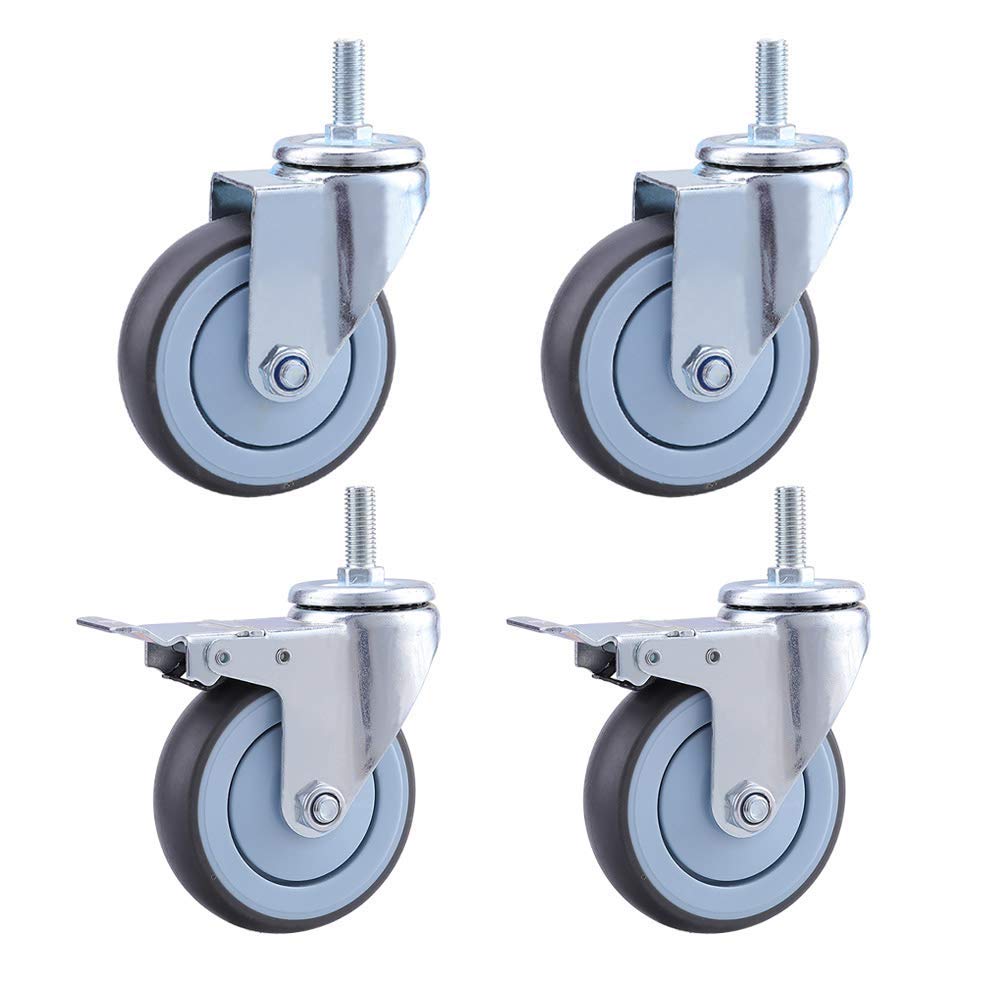 Roulettes industrielles M12 avec frein pour charges lourdes 300-400 kg en caoutchouc