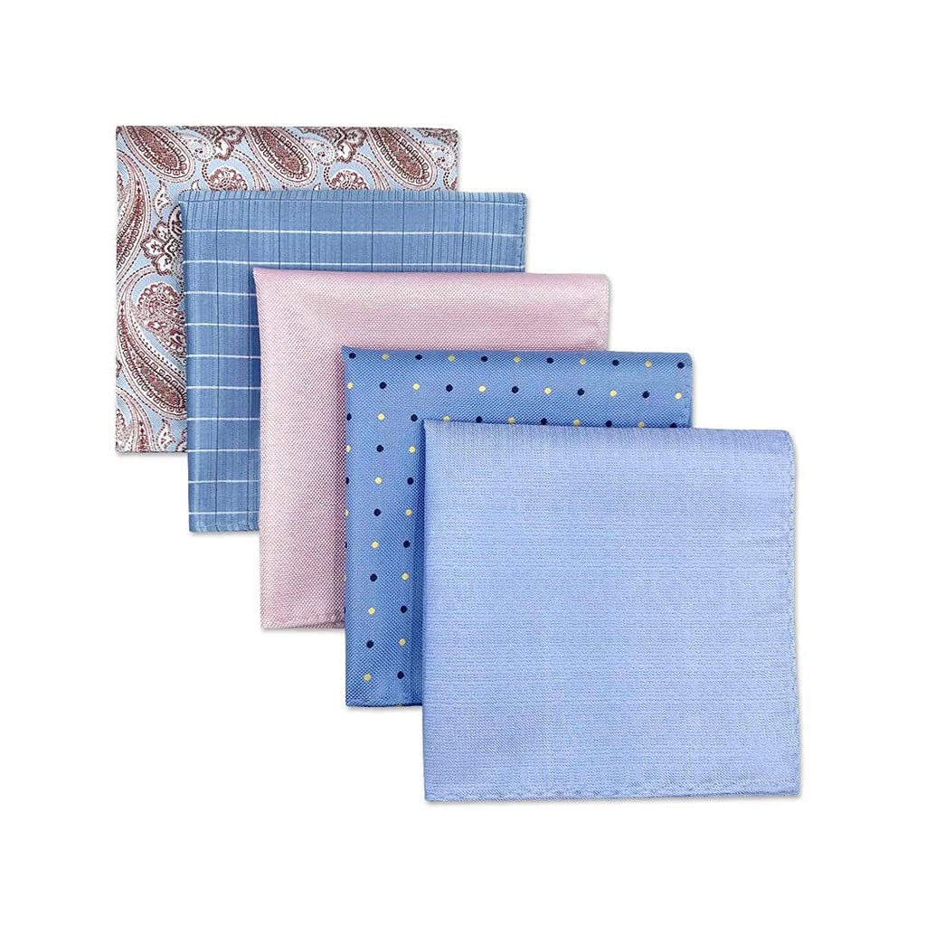 5-teiliges Set aus bunt sortierten Einstecktüchern für Herren, Seide, klassisches Taschentuch-Set, Geschenk, bunt (Farbe: D) (Argento)
