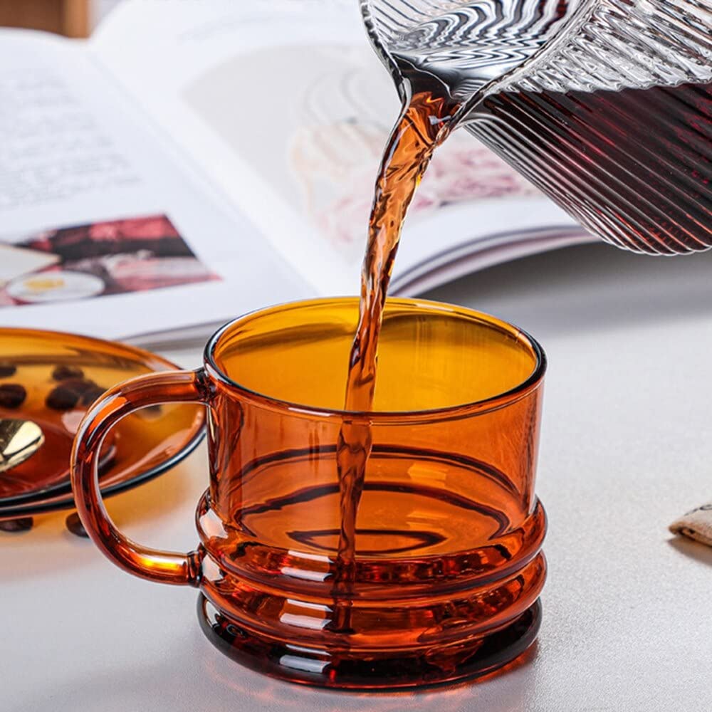 Generic 300 ml di Vetro colorato Tazza di Vino Resistente al Calore Espresso caffè Tazza di tè Succo di tè Whisky Whisky bimano Bevande Senza Cucchiaio I Regali (Color : W)