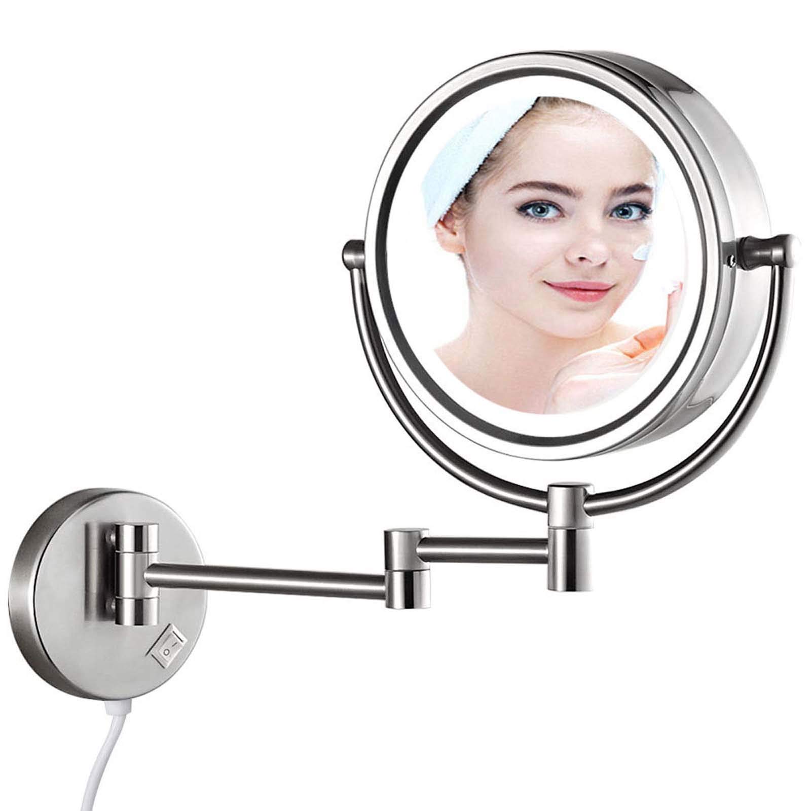 Miroir de maquillage mural 7X fini nickel pour en finir avec les reflets flous