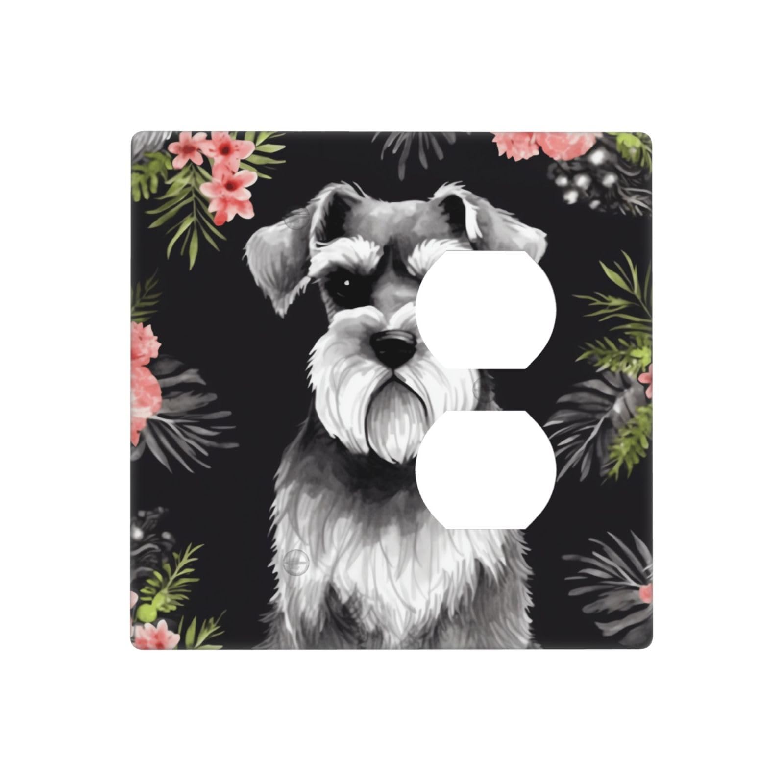 Decorator Wall Plate 2 Gang Light Switch Covers Schnauzer Wallplate Double Toggle Switch Plate Standard Size Electrical Outlet Covers Decorative Wall Switch Plate Cover