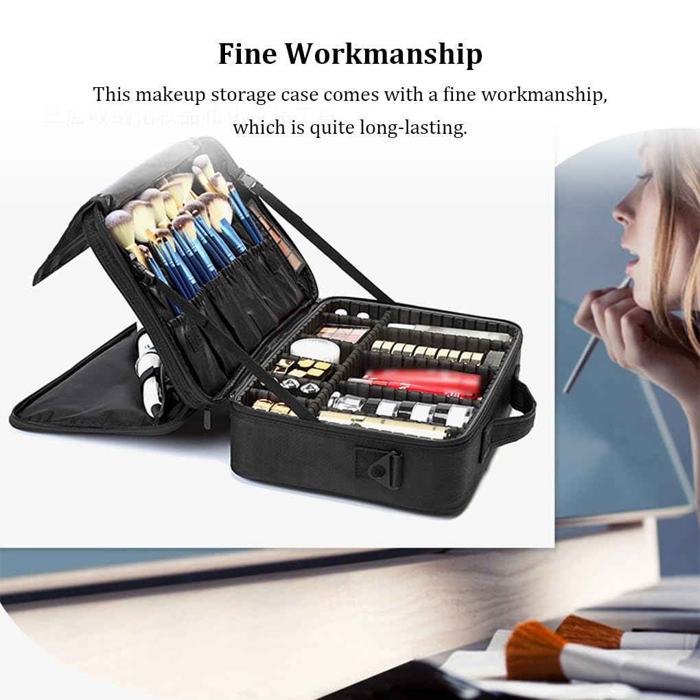 Custodia per trucco Scatola portaoggetti Porta cosmetici Resistenza all'usura Spazzole di grande capacità Scomparti organizer Astucci per gioielli, M