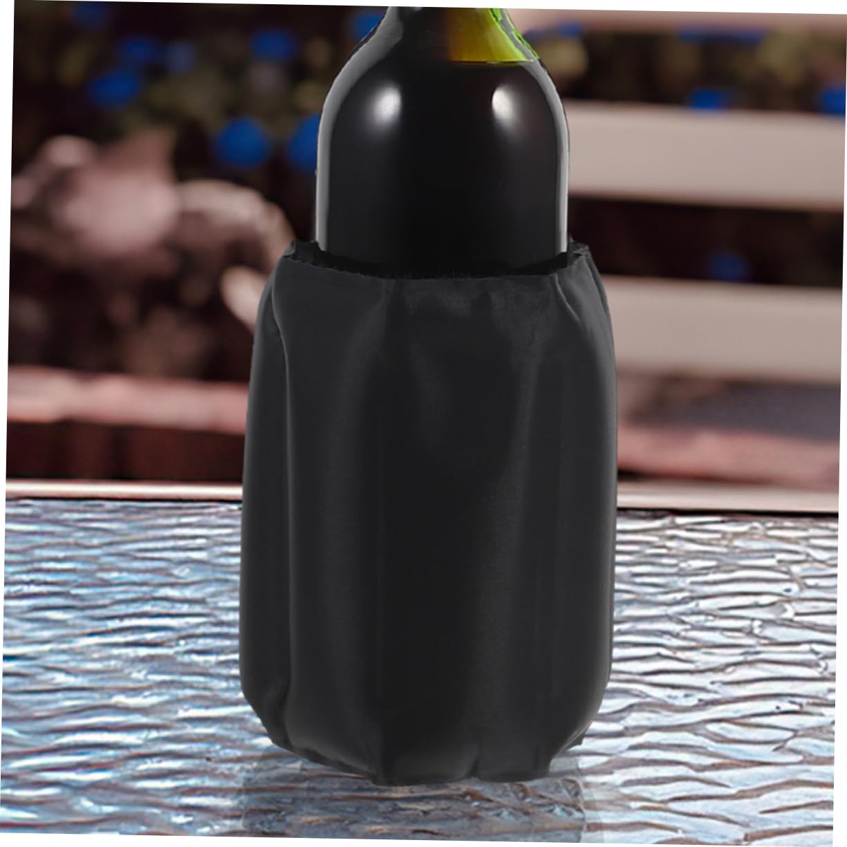 SOLUSTRE Raffreddatore per Bottiglie di Vino e Birra Nero Poliestere Gel Riutilizzabile, Set da 2 Pezzi per Mantenere Fresco Vino a Casa