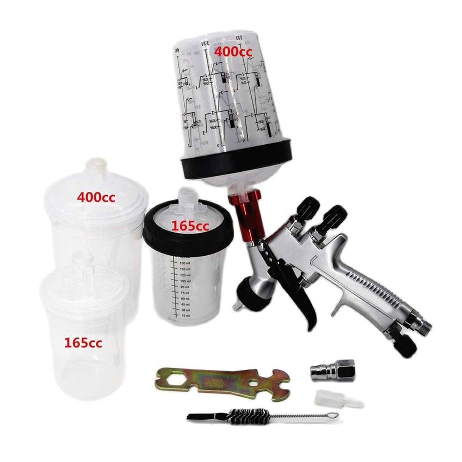 MING-BIN Multi-Purpose Airbrushing Kit Mini Spray Gun Paint Spray Gun Air Spray Gun with 165 /400cc Spray Gun Paint Mixing Cup and Adapter 1.2mm Nozzle Airbrush (Color : 165 and 400cc)