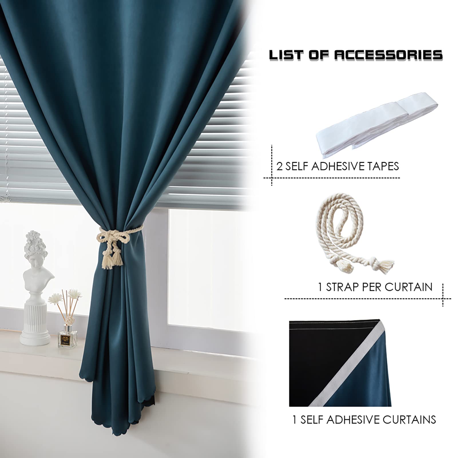 Photo 1 of AJAZZ 100% Blackout Self-Adhesive Curtains