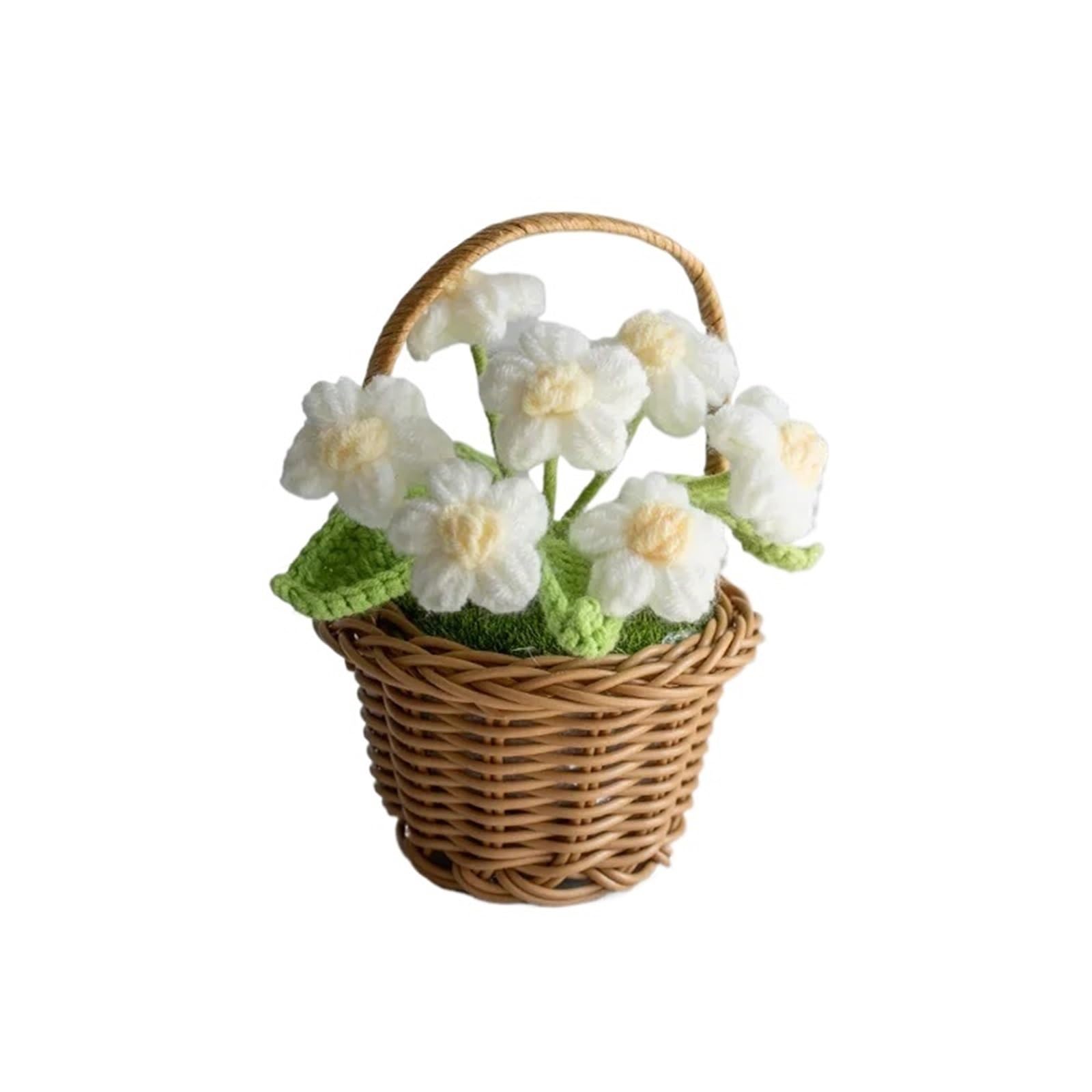 ZHSOAO Crochet Flower Cute Finished Woven Sunflowers Potted Hand-knitted Table Home Decor for Weddings Birthdays(Color3)