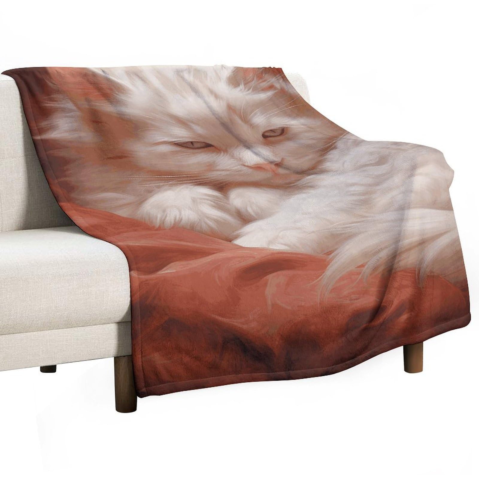 Couverture polaire en flanelle pour cocooning sur canapé motif chat mignon